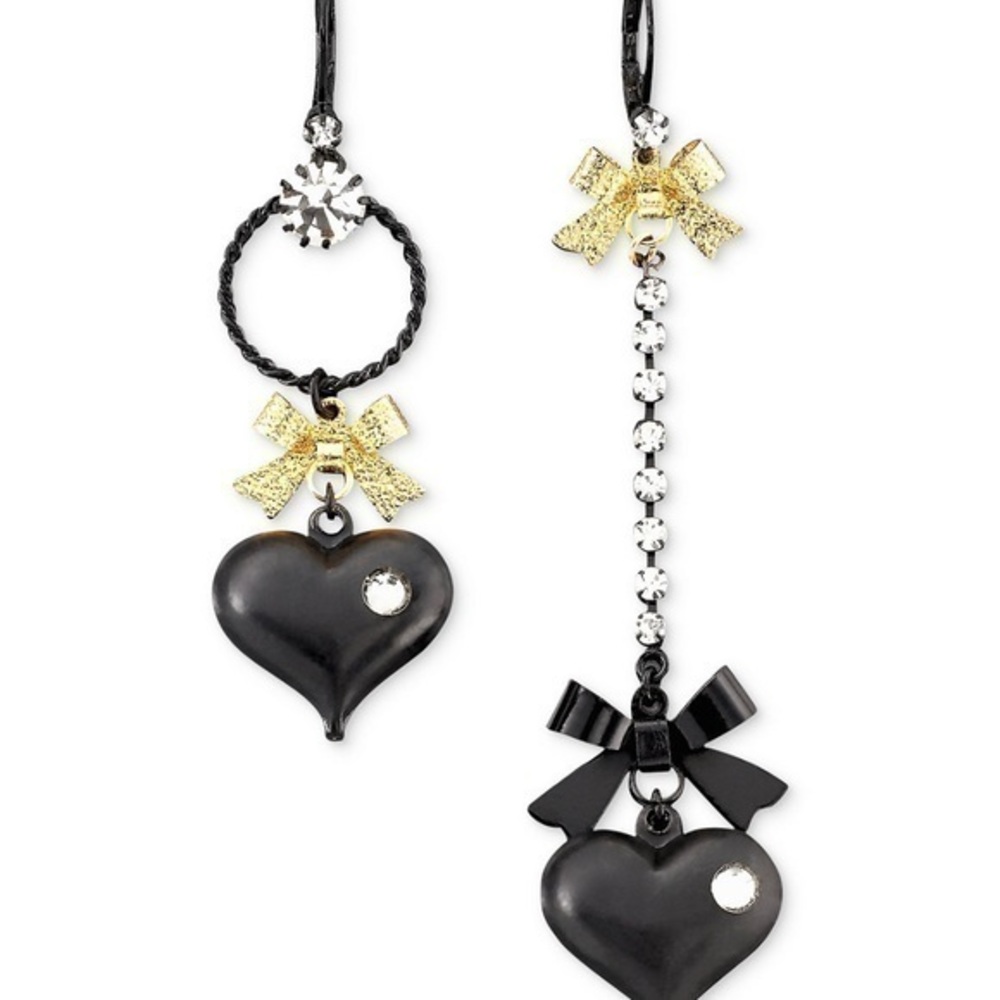 Betsey Johnson Asymmetrical Heart Earrings